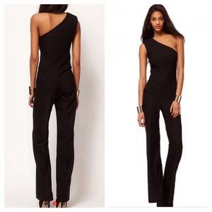 ASOS Black one shoulder elegant jumpsuit SZ 10